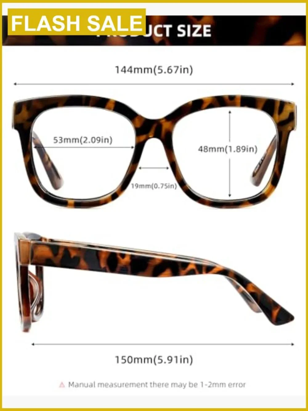 Oversized Square Blue Light Blocking Glasses Reduce Eye Strain